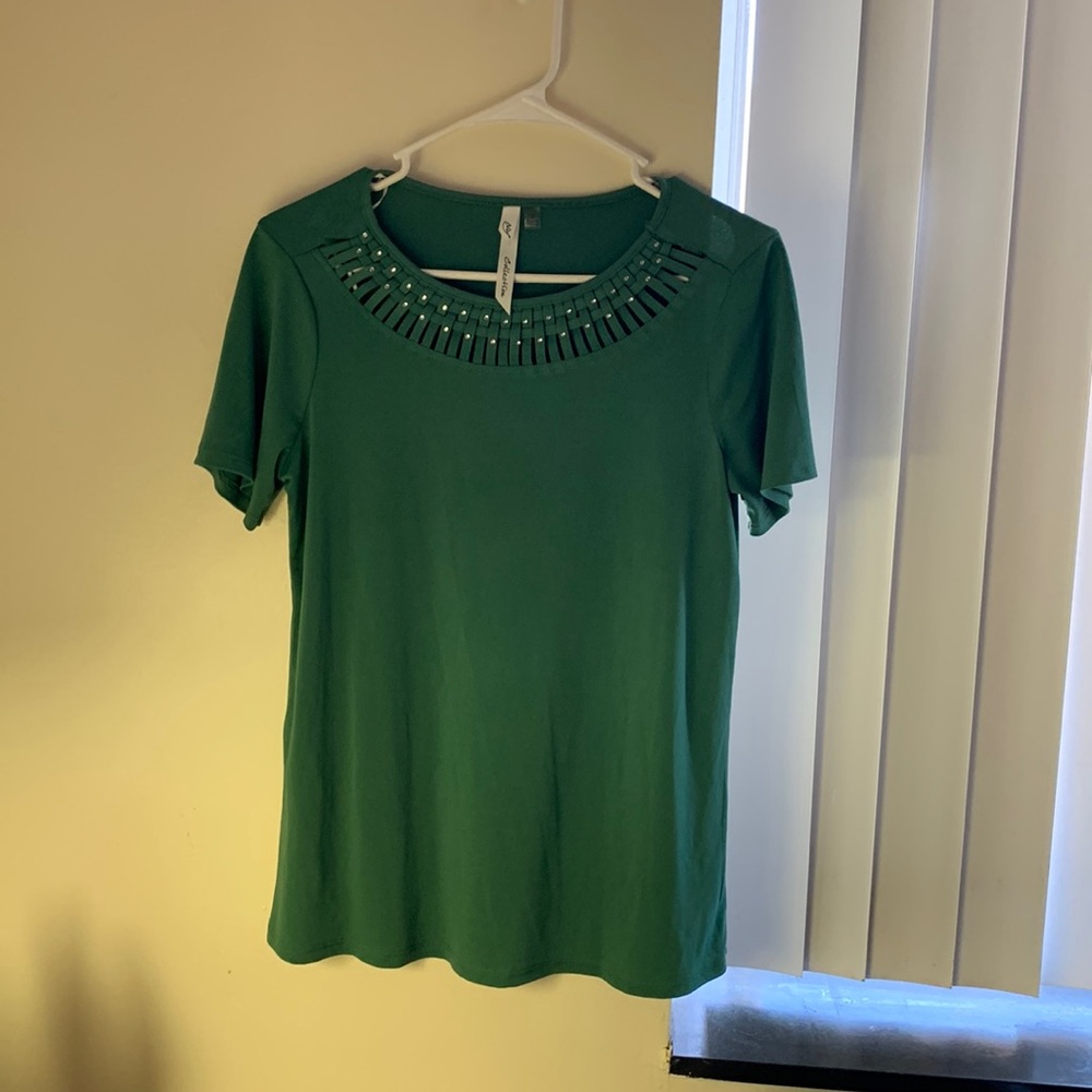 Teal blouse by NY Collection, size S.